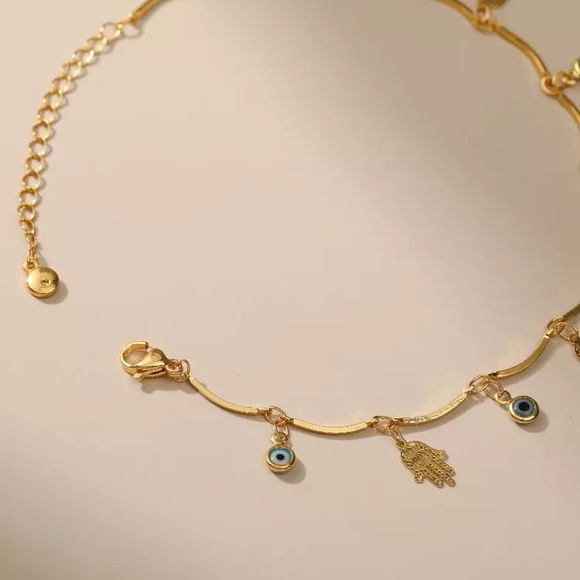 Gold vermeil 18k Gold filled Evil Eye 🧿 lucky charm Anklet. - Picture 3 of 6